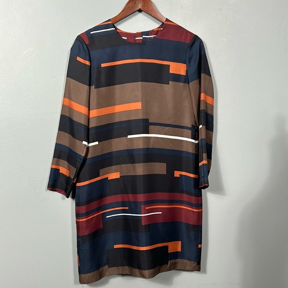 Theory Cepeda Silk Abstract Stripe Midi Dress size 2- gently used - Picture 4 of 12